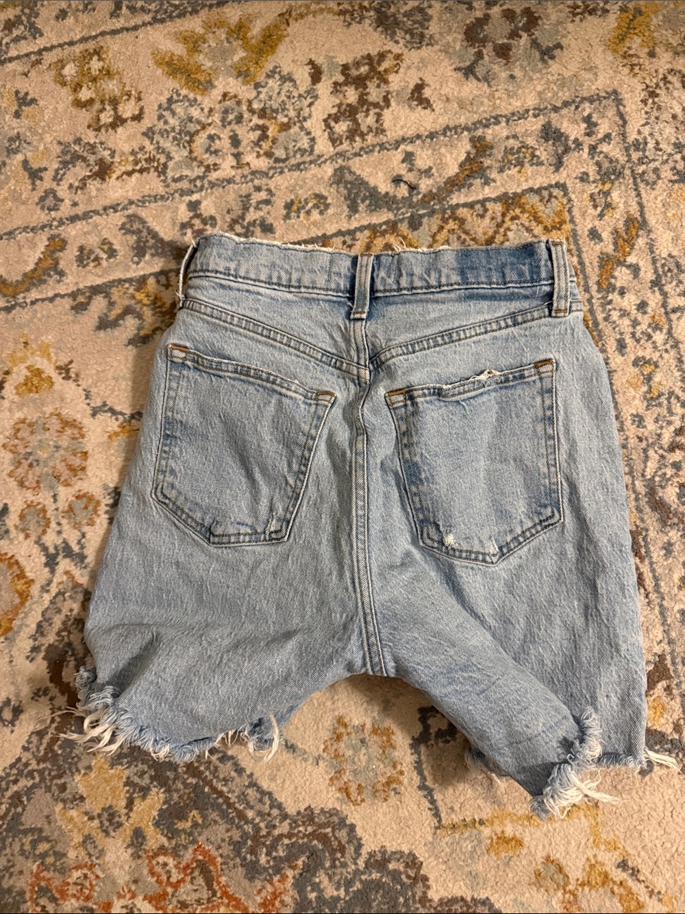 Abercrombie & Fitch Light Blue Distressed Denim Shorts - Picture 2 of 3